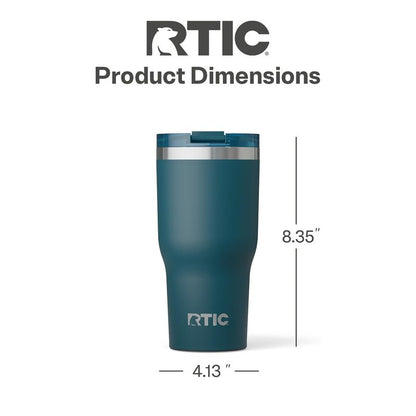 RTIC 20oz Essential Tumbler with Lid, Ceramic Lined, Insulated, Stainless Steel, Metal, Double Wall Vacuum-Insulation, Travel Cup for Iced Coffee, Tea, Hot and Cold Drink, Marine