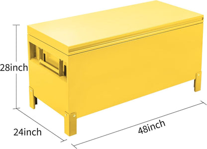 EliteEdge 48 X 24 x 28 Inch Steel Truck Tool Box, Heavy Duty Jobsite Toolbox Chest, Job Site Storage Drawer System for Truck Bed, Pickup, RV, Trailer, Yellow