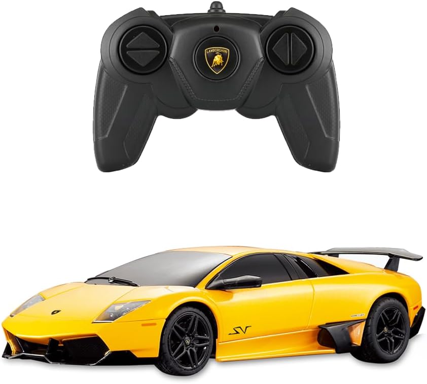 RASTAR 39000 1/24 Lamborghini RC Car - Ideal Gifts for Play &amp Display - Officially Licensed Toy Car Model with Remote Controller for Kids Teens &amp Adults - Yellow
