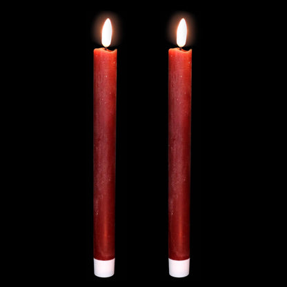 Wondise Flameless Taper Candles with Timer, 2 Pack Battery Operated Flameless Flickering Candles Real Wax Burgundy LED Candle for Christmas Wedding Dinner Decorations