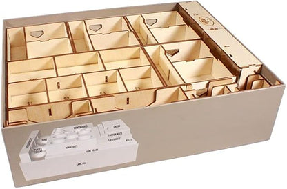The Broken Token Game Organizer Compatible with Scythe - Wooden Game Organizing Box with Multiple Trays