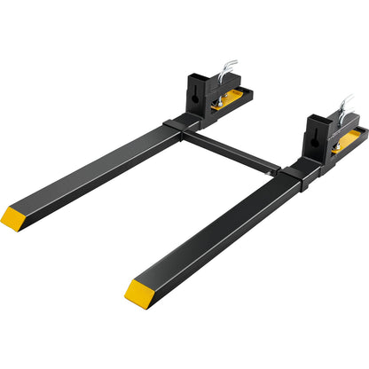 VEVOR Pallet Forks, 4000 lbs Clamp on Pallet Forks, 60" Total Length Heavy Duty Pallet Forks with Adjustable Stabilizer Bar, Tractor Bucket Forks for Loader Bucket Skid Steer Tractor