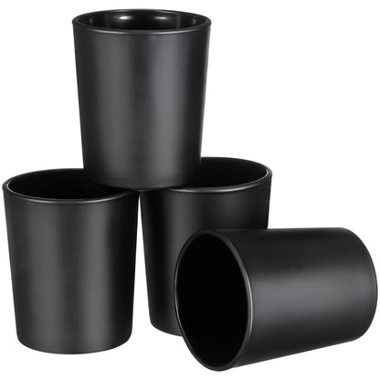 Healifty Matte Black Candle Holders, Set of 4 2-Inch Votive Glass Vessels for Table Centerpiece, Frosted Tealight Cups for Valentine’s Day and Modern Wedding Decor