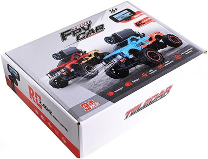 RC Truck with HD Camera WL 1/64 Scale FPV Mini APP Auto-Pairing Full-Proportional Remote Control Car Gyro Stabilized Micro RC Car for Adult Youth (RTR/Blue)