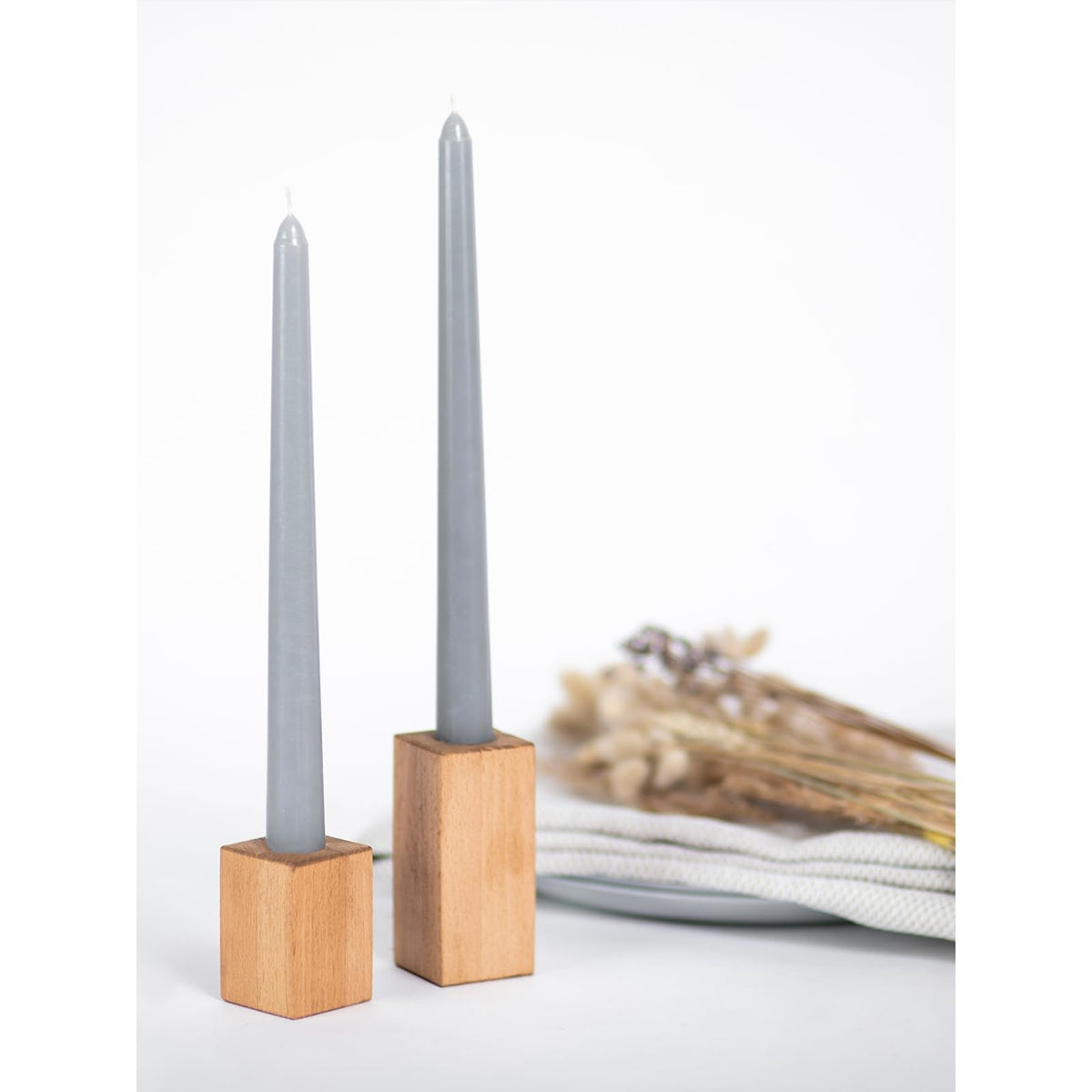 CANDWAX 12 inch Taper Candles Set of 4 - Dripless and Smokeless Candles Unscented - Slow Burning Candle Sticks - Light Gray Candle Taper