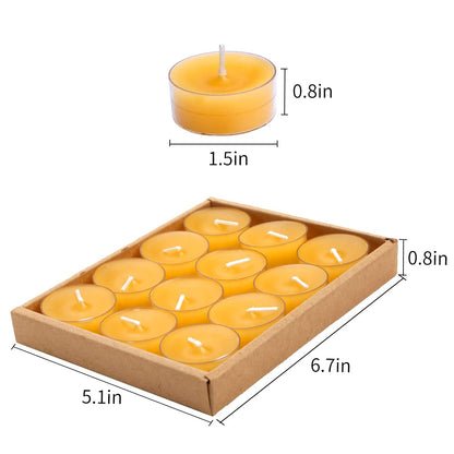 LJQizn 24pcs Natural Beeswax Tealight Candles Handmade Decorative Unscented Pure Beeswax Tea Lights（ Perfect for Birthday Party ,Wedding, Spa, Home Decor)