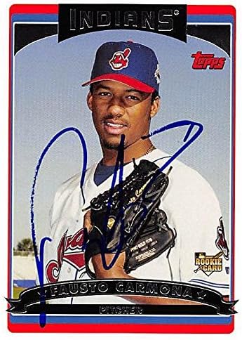 Sports Memorabilia Autograph Warehouse 244567 Fausto Carmona Autographed Baseball Card - Cleveland Indians FT 2006 Topps - No. 308 Rookie