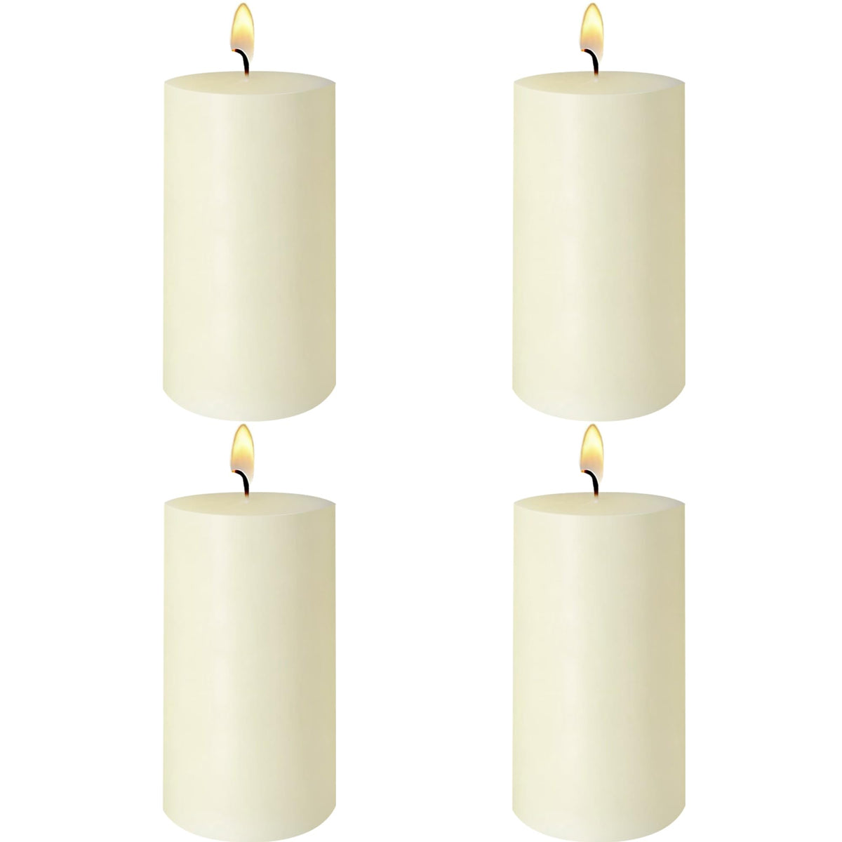 4 Pack Ivory Pillar Candles, 2x4 Inch, Long-Lasting, Dripless and Smokeless Unscented Candles, Ideal for Home Décor, Parties Weddings and Relaxation