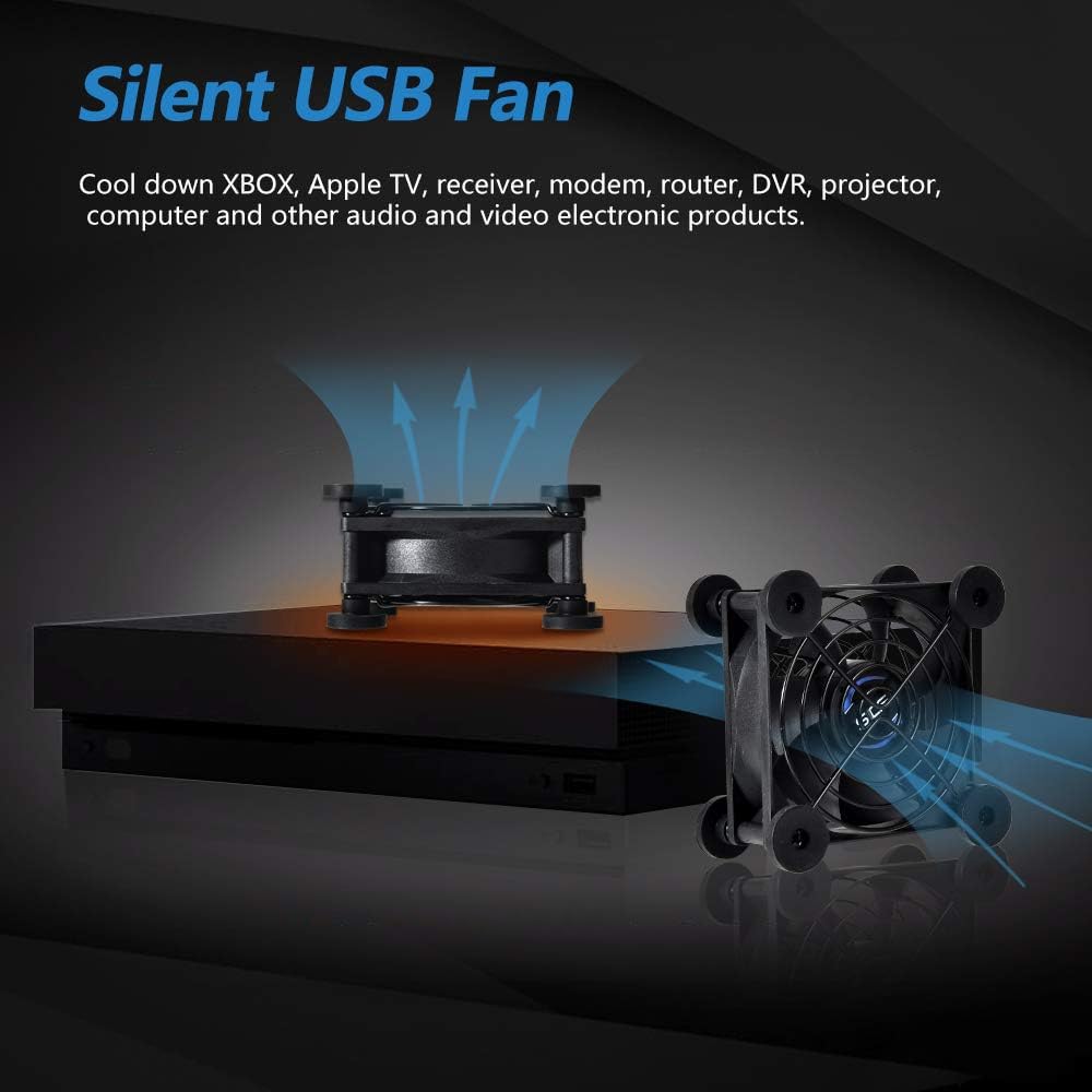 SCCCF Quiet 80mm USB Fan, 5V USB Portable Cooling Fan for Flat Panel Xbox DVR PlayStation Router TV Receiver Computer Cabinet Cooler