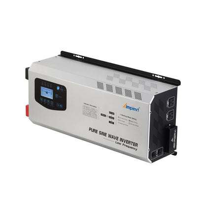 Ampinvt 6000W Peak 18000watts Pure Sine Wave Power Inverter 24V DC to AC 120V 240V Split Phase with Battery AC Charger,Off Grid Low Frequency Solar Inverter for Home