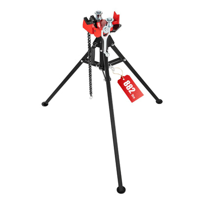 ALWALKEE Pipe Vise Stand with Chain, 2-in-1 Bender, 882LB Capacity, Folding Tripod for 1/8"-5" Pipes