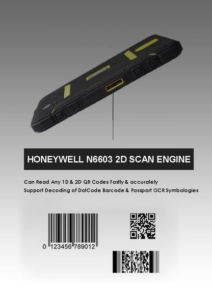 Rugged Industrial Tablet PC Android Barcode Scanner | with Honeywell 2D Bar Scan Engine | 7200mAH Battery | WiFi & 4G LTE, Thin & Light Weight, for Warehouse & Logistics