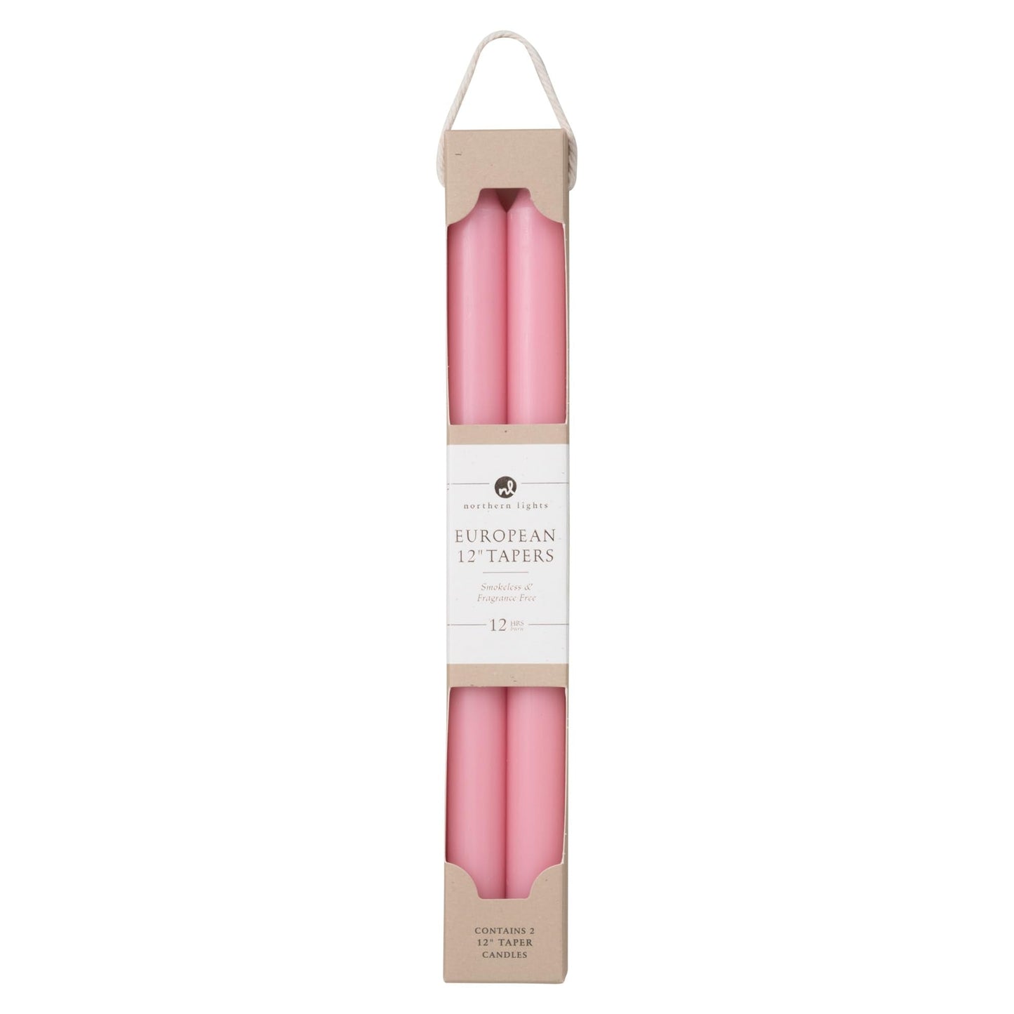 Northern Lights Candles - 12" 2PK Premium Tapers, Soft Pink - 72882