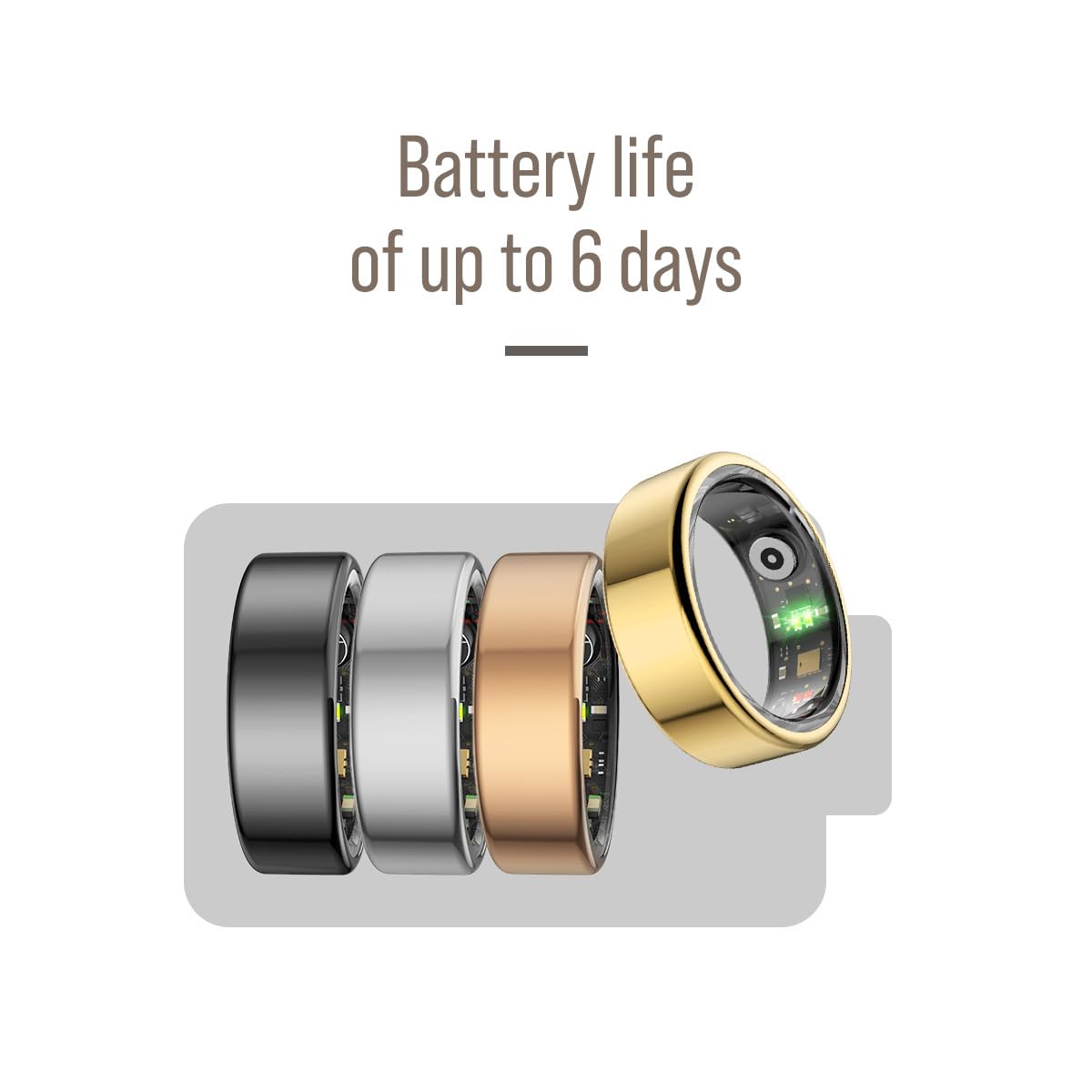 Herz P1 Smart Ring for Women & Men - (Size 9) 24/7 Health Metrics Fitness Ring, Tracks 20+ Biometrics, 6 Day Battery Life, Waterproof Stainless Steel, Free APP for iOS Android, No Subscription