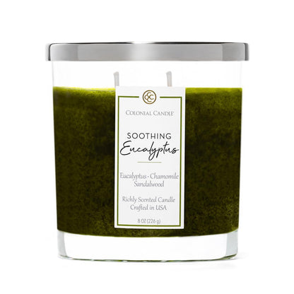 Colonial Candle Soothing Eucalyptus Scented Candle Jar, Highly Fragranced Candles for Home Scented, Mottled Wax Candle, 2 Wick, 8 oz - Made in the USA