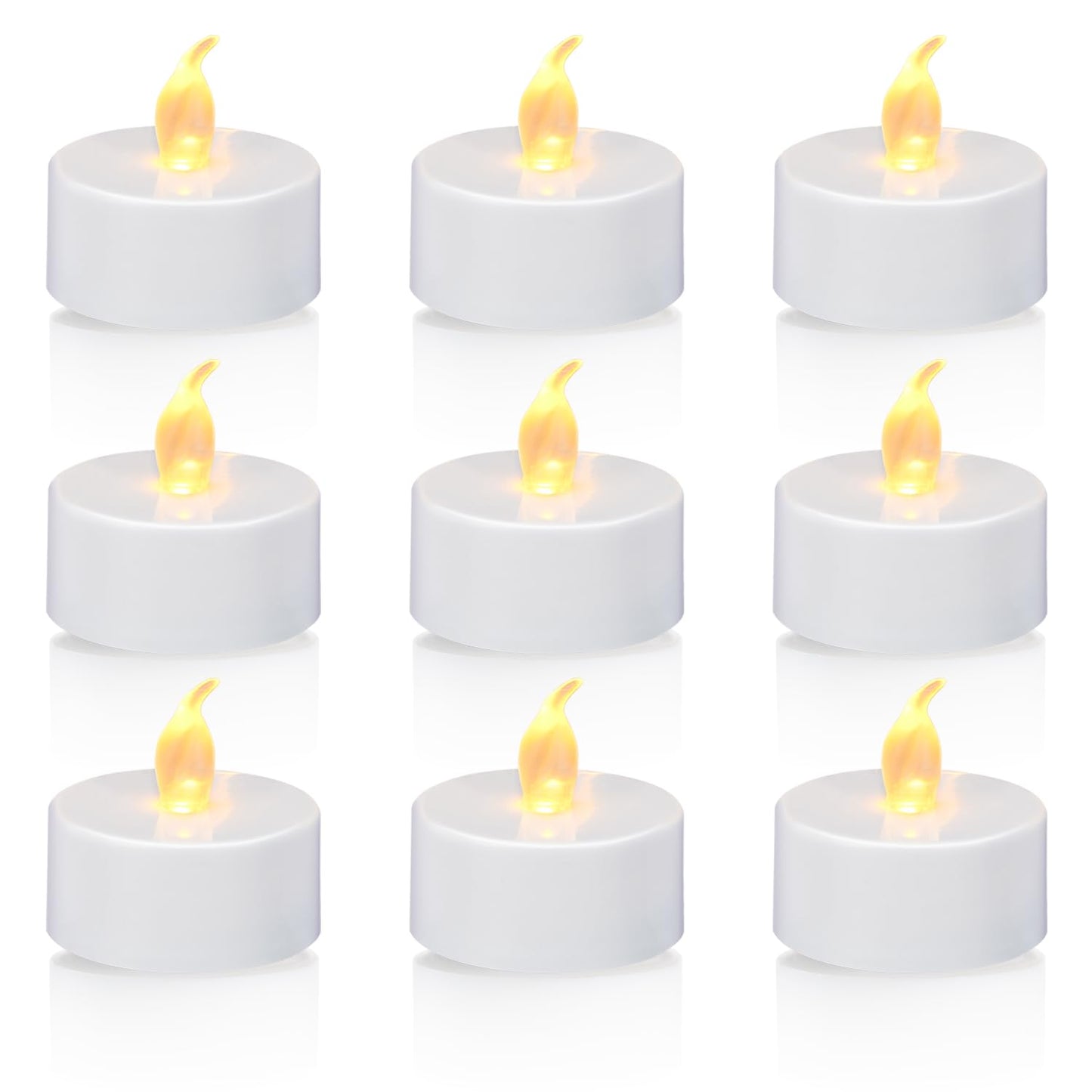 KOABY 24 Pack Tea Lights with Timer, Auto-On 6 Hours and Off 18 Hours in 24 Hours Cycle Automatically, Battery Operated Flameless Flickering Tea Lights with Timer(24 Pack, Warm Yellow)