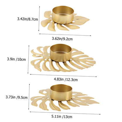 GLSTOY 3pcs Metal Leaf-Shaped Votive Candle Holders Sturdy Iron Tealight Holders for Desktop Ornament Decorative Palm Leaf Design for Home Bar Restaurant for Halloween and Festive Decor