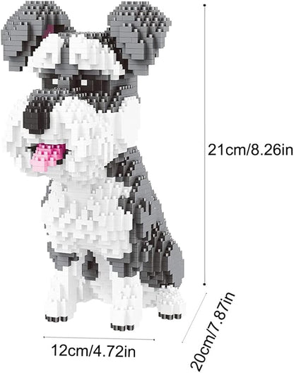 Mini Dog Building Blocks Pet Building Toy Bricks Micro Mini Blocks 3D Puzzle Building Blocks Set Toys Gifts for Kids or Adult Schnauzer (Big) 2100PCS