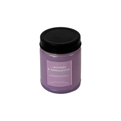 Lavender & Sandalwood Scented Candle 6.5oz – CW Studio Color Glass Jar — Hand-Poured Soy & Paraffin Wax – Clean Burn, Smokeless, Up to 30 Hours, Home Decor & Gift Giving