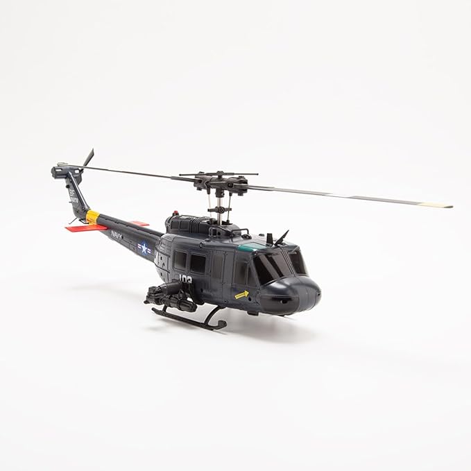 C032 UH-1 Huey RC Helicopter for Adults - 1/48 Scale 2.4G 6CH Flybarless Remote Control Helicopter Model 3D Stunt Flight &amp High-Precision RC Airplane (Dark Blue(2 Batteries))