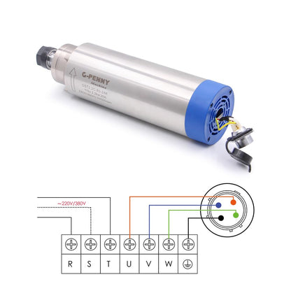 G-Penny 2.2kw ER20 220v Air Cooled Spindle Motor 0-24000rpm D=80mm 4 pcs Ceramic Ball Bearings Woor Working 0.01mm Accuracy for CNC Machine