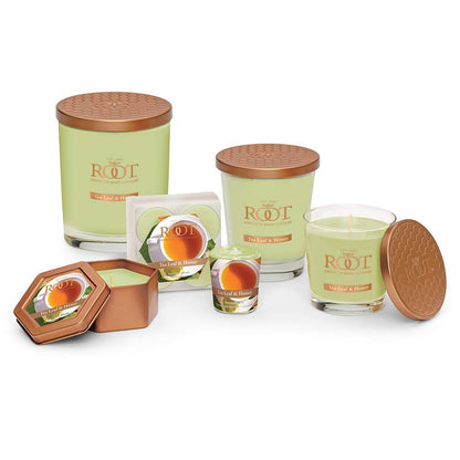 Root Candles Scented Candles Honeycomb Veriglass Premium Handcrafted Beeswax Blend Candle, Small, Tea Leaf & Honey