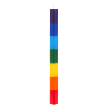 Mega Candles 10 pcs Unscented Multi Color Straight Taper Chakra Candles, Hand Poured Premium Wax Candle 10 Inch x 1 Inch, 100% Cotton Wick, Positive Healing Energy, Meditation, Relaxation, Reiki, Yoga