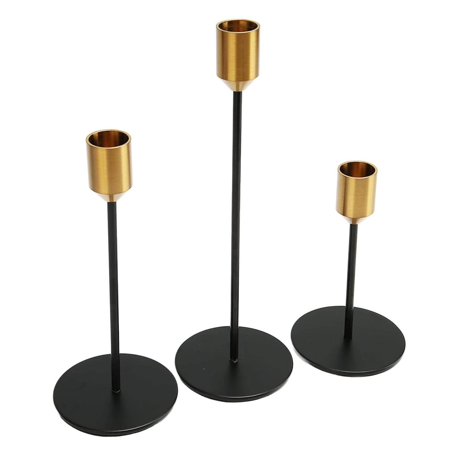 Black Gold Candlestick Holder, Elegant Brushed Iron Candle Stand, Romantic Decorative Metal Candle Holder with Slim Design for Weddings Home Decor and Gift Giving