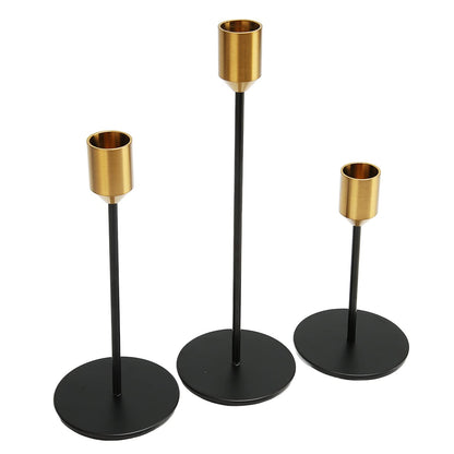 Black Gold Candlestick Holder, Elegant Brushed Iron Candle Stand, Romantic Decorative Metal Candle Holder with Slim Design for Weddings Home Decor and Gift Giving