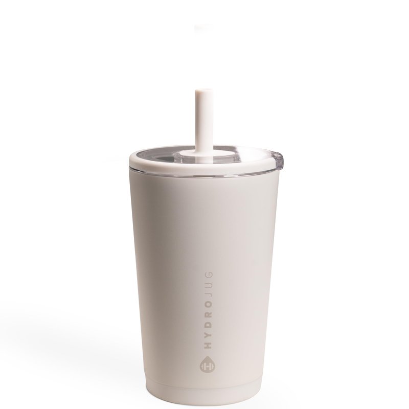 HydroJug Everyday Tumbler 14 oz – Ceramic-Lined Insulated Tumbler with Straw and Soft-Touch Lid, Cup Holder Friendly, Double-Wall Vacuum Insulation, Reusable Travel Cup – Linen