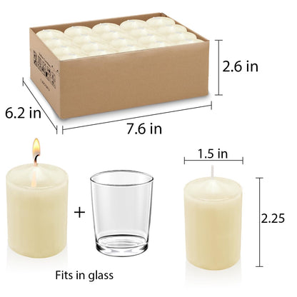 Ivory Votive Candles, 2.25 Inch Candle Votives, Unscented Small Cup Candles, Votive Candle Bulk for Wedding Church Party Spa Restaurants and Emergency (20 Pack, 2.25 Inch, Ivory)