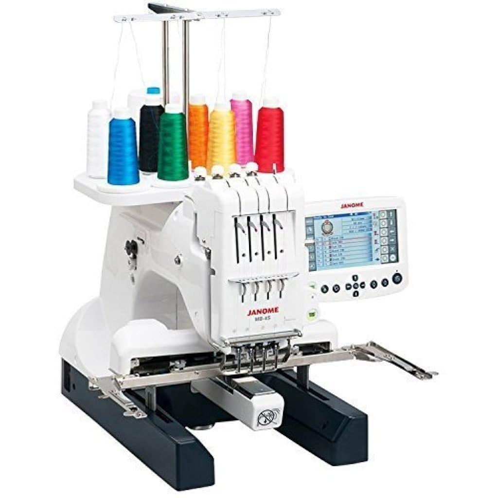 Janome Embroidery Machines - MB45 Heavy Duty Computerized Embroidering and Quilting Machine for Beginners to Experts, Multi Needle Embroidery Machine with 5.7" Remote Computer Screen for Stitching