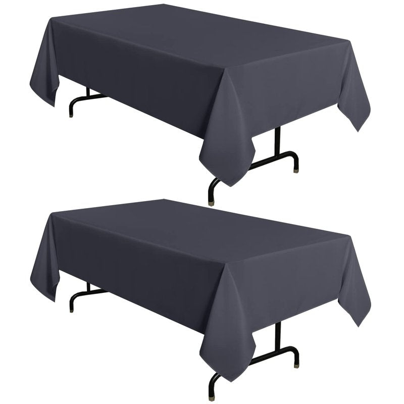 sancua 2 Pack Dark Grey Tablecloth 60 x 102 Inch, Rectangle 6 Feet Table Cloth - Stain and Wrinkle Resistant Washable Polyester Table Cover for Dining Tables, Buffet Parties and Camping