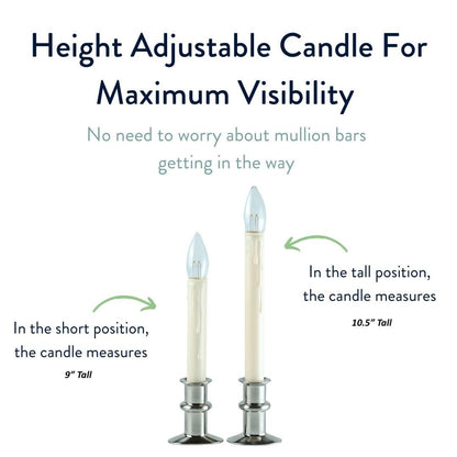 Celestial Lights Set of Four Battery Operated Remote Programmable Window Hugger Candle for Narrow Window Sills Daily Timer Choose 6, 8, or 10 Hours Flicker or Steady (Brushed Nickel)