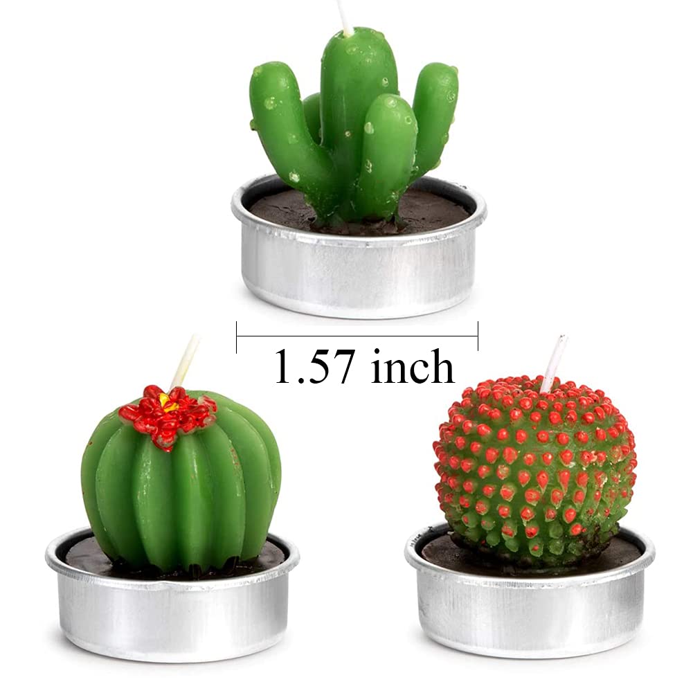 12 Pieces Cactus Tealight Candles Handmade Delicate Succulent Cactus Candles for Party Wedding Spa Home Decoration Gifts