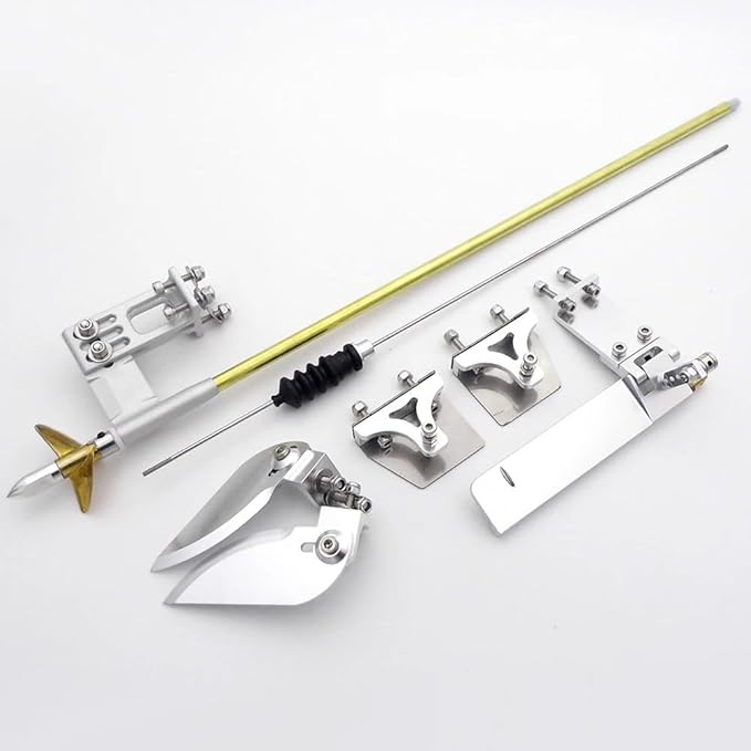 RC Boat 4mm Drive Flexible Shaft Strut + 95mm Rudder + 35mm Propeller + Turn Fins Turn Tabs Kits for RC Boat Speed Mono V Oval