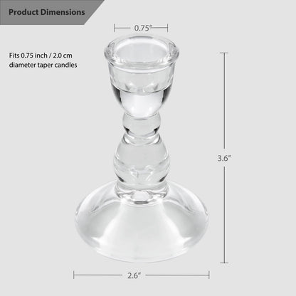 Glass Candle Holder for Taper Candles, Clear Decorative Candle Sticks Holders Set of 6 for Christmas Decor and Thanksgiving Wedding Dining Party Table Decorations (Exclude Candles)