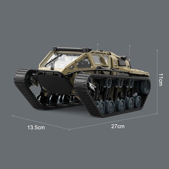 RC Tank Car 1:16 Remote Control Crawler 10KM/H High Speed Tank 2.4Ghz RC Rock Crawler Off-Road 4WD 360°Rotating Drifting Car with 2 Batteries Military Truck Toy for Kids