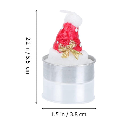 12 Pieces Tealight Candles Handmade Delicate Santa Hat Claus Christmas Tree Candle Wax Snowman Elk Pinecone House Candles for Party Wedding Spa HomeChristmas Decoration