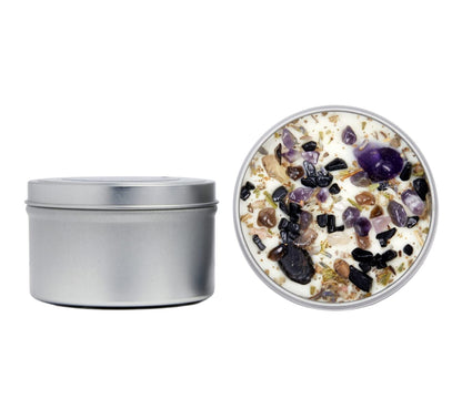 Energy Cleansing Candle by New Moon Beginnings - Crystal & Herb Candles - Protection Candles - All Natural Soy Candle - Lavender Sage Cedar