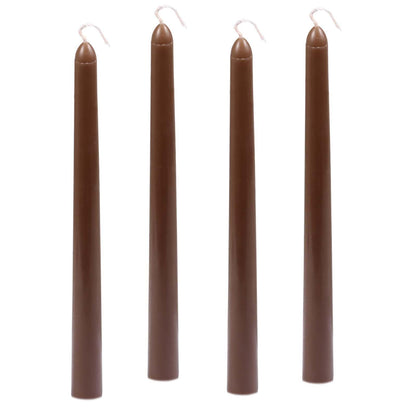 10in Brown Taper Candles Set of 4 Pack Tapered Candle, Tall Candlesticks,for Dinner Party Wedding, Home Decor,Kitchen Decors,Christmas,Halloween (Brown, 10 inch)