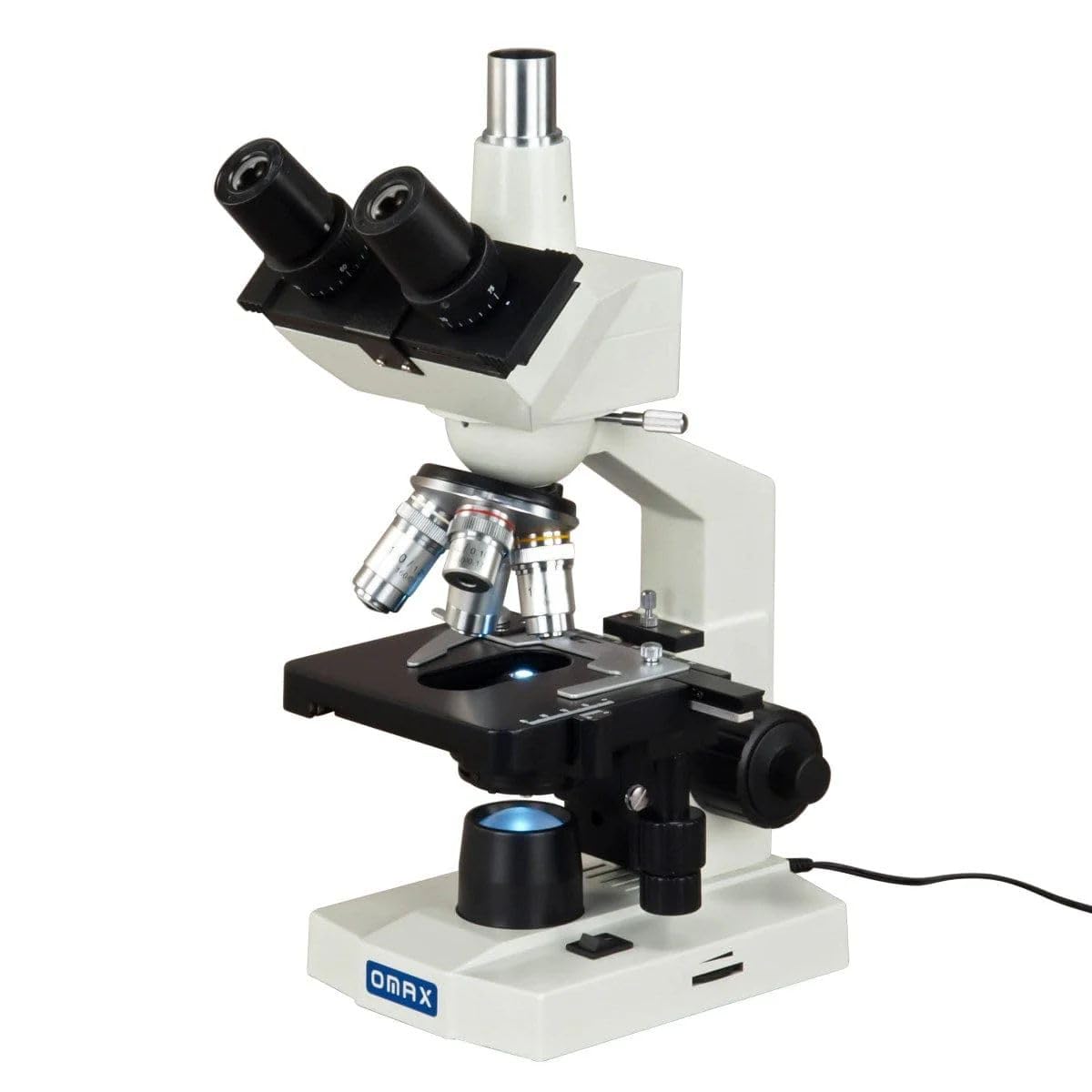 OMAX M837L Series Trinocular Lab Compound Microscope - 40X-1600X Magnification - Professional Microscope for Adults with LED Illumination