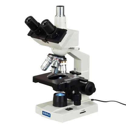 OMAX M837L Series Trinocular Lab Compound Microscope - 40X-1600X Magnification - Professional Microscope for Adults with LED Illumination