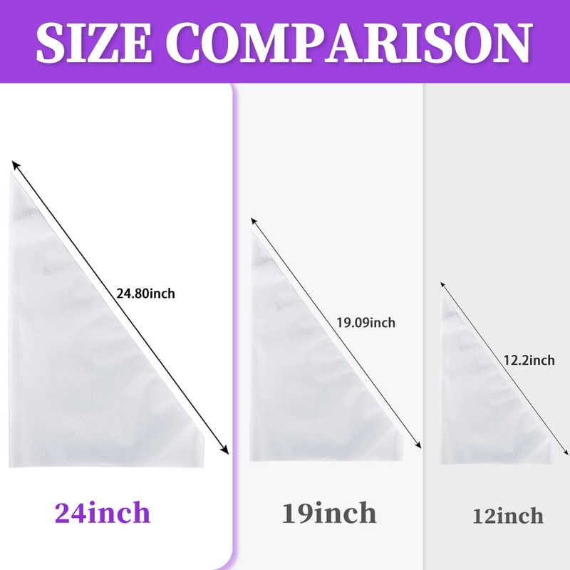 24 Inch Disposable Large Piping Bags,100 PACK Extra Large Thick Pastry Bags with 6 Bag Ties, Thickened Icing Bags,Cake Decorating Bags,Frosting Bags for Cake Decorating Cream Frosting