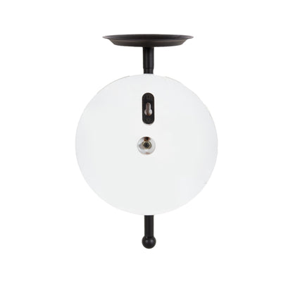 Kate and Laurel Letta Traditional Beaded Wall Sconce; 8 x 6 x 12; White and Black; Two-Tone Modern Coastal Wood and Metal Candle Holder for Flameless Candles