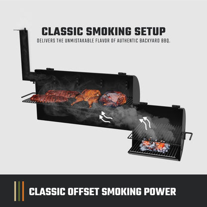 Oklahoma Joe's Highland Offset Charcoal Smoker and Grill with 900 sq. in. Cooking Area in Black