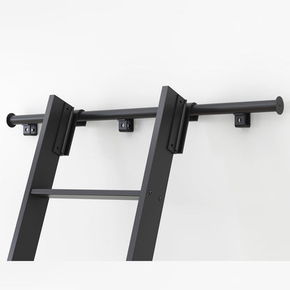 Fredbeck Rolling Library Step Ladders 120" with 8FT Sliding Hardware Track Kit for Kitchen,Loft,Warehouses,Bookstore,attic,Metal Black