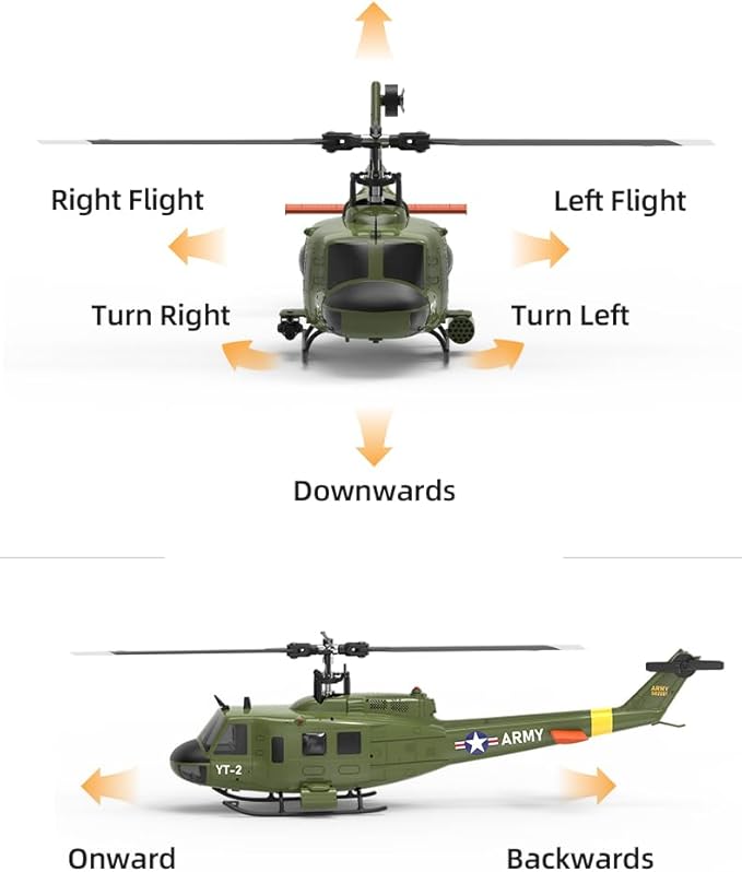 YU Xiang F07 Bell UH-1 Huey RC Helicopter for Adults 1/34 2.4G 6CH Brushless Direct-Drive 3D/6G Flybarless Advanced RTF RC Helicopter with Optical Flow Positioning - 1PCS Battery