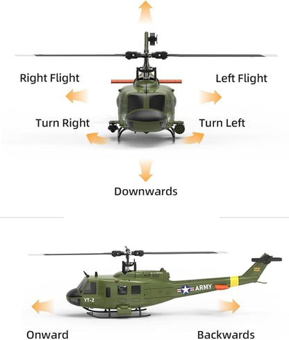 YU Xiang F07 Bell UH-1 Huey RC Helicopter for Adults 1/34 2.4G 6CH Brushless Direct-Drive 3D/6G Flybarless Advanced RTF RC Helicopter with Optical Flow Positioning - 1PCS Battery