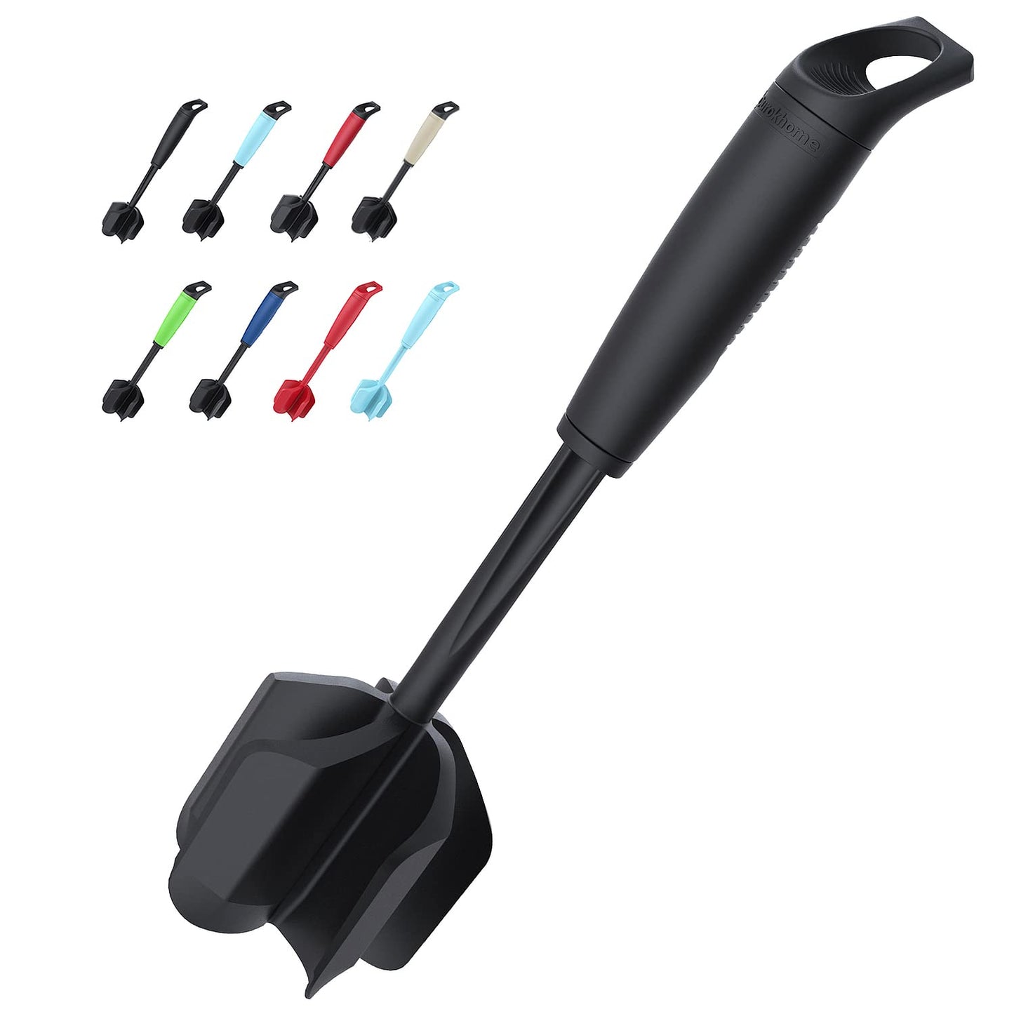 Ourokhome Upgrade Meat Chopper and Potato Masher, Heat Resistant Ground Meat Smasher for Hamburger, 5 Curved Blades Ground Beef Smasher, Nylon Non Stick Mixer, Stirrer and Kitchen Gadgets, Black